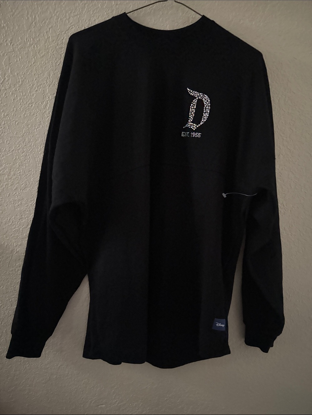 Disney Medium Black Long Sleeve Tee with Rhinestone 'D' Logo